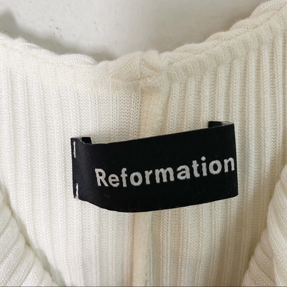 Reformation Granada Ribbed Ruffled White Mini Dress - Picture 4 of 12